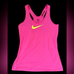 Nike Pro Dri-Fit Tank Top — Pink Neon Swoosh Racerback Women’s Medium